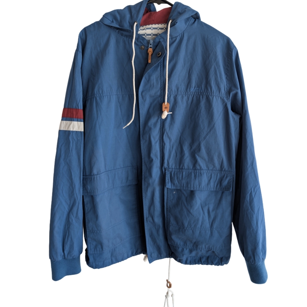 Katin Men's Medium Blue Zip Up Activewear Jacket w/ Hood Retro